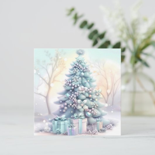 Dromerige kerstboom Wenskaart (Staand voorkant)