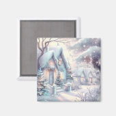 Dromerige kerstdorpsmagneet magneet (Voorkant / Achterkant)
