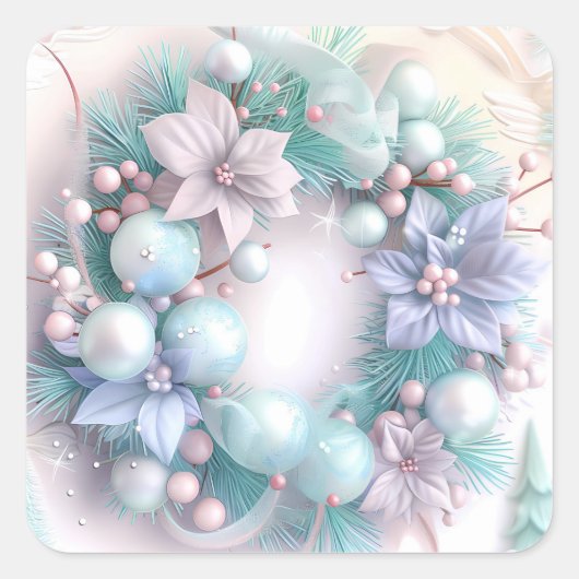 Dromerige kerstkrans Sticker (Voorkant)