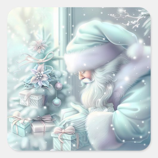 Dromerige Kerstman Sticker (Voorkant)