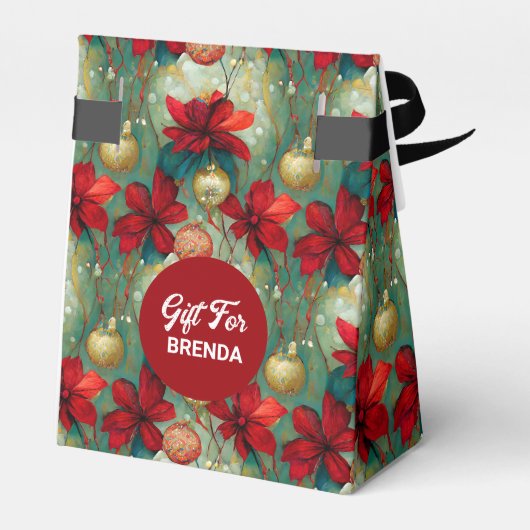 Dromerige Kerstmis Bloemen Patroon Bedankdoosjes (Achterkant)