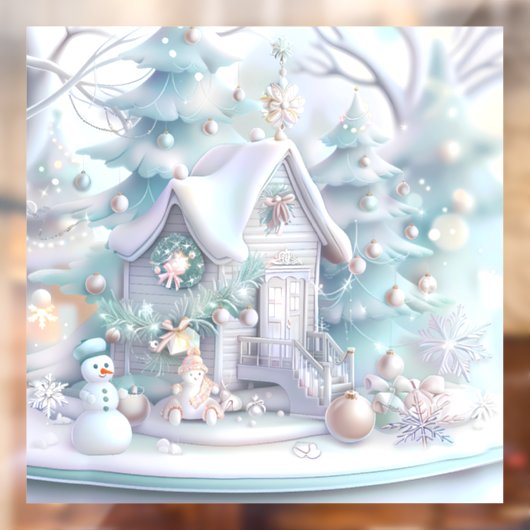 Dromerige Kerstmis Gingerbread House Window Cling Raamsticker (Vel 2)