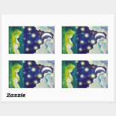 dromerige kikker rechthoekige sticker (Vel)