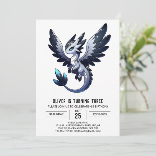 Dromerige Kinder drakenverjaardag Kaart (Staand voorkant)