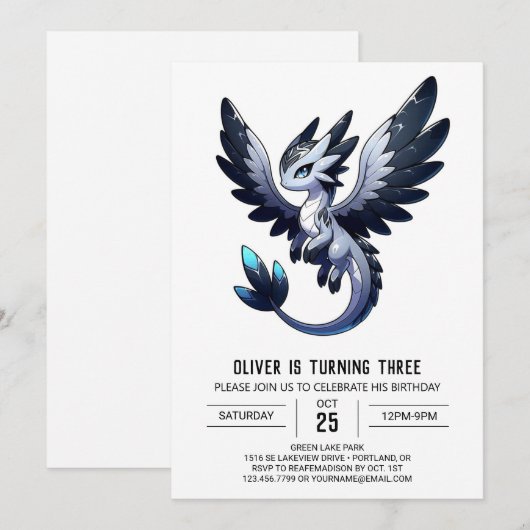 Dromerige Kinder drakenverjaardag Kaart (Voorkant / Achterkant)