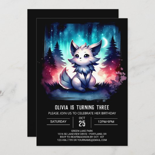 Dromerige Kinder Wolf Verjaardag Kaart (Voorkant / Achterkant)