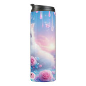 Dromerige kitten: roze rozen, blauwe ogen thermosbeker (Geroteerd rechts)