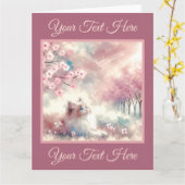 Dromerige Kitten Waterverf Wenskaart Kaart (Gele Bloem)