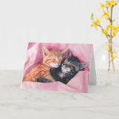 Dromerige kittens wenskaart kaart (Gele Bloem)