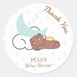 Dromerige Kleine Beer Wolk Baby Shower Bedankt Ronde Sticker