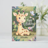 Dromerige kleine Giraffe Verjaardag Kaart (Staand voorkant)