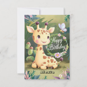 Dromerige kleine Giraffe Verjaardag Kaart