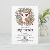 Dromerige kleine uil Baby shower Kaart (Staand voorkant)