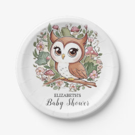 Dromerige kleine uil Baby shower Papieren Bordje