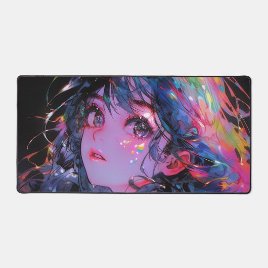 Dromerige kleur Splash Anime Girl Bureaumat (Voorkant)