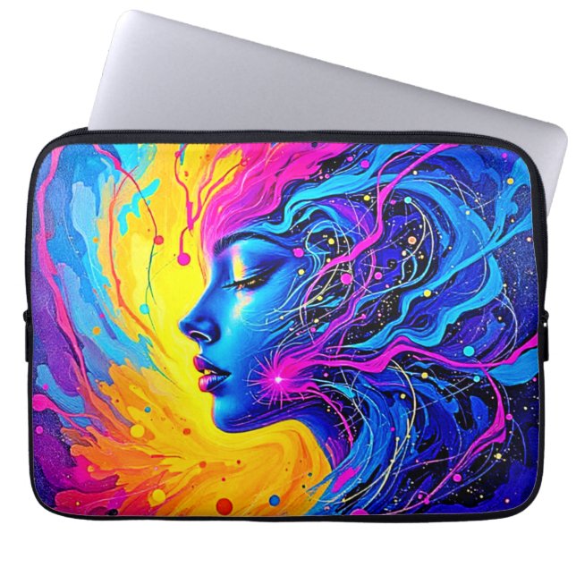 Dromerige kleurrijke Abstracte vrouw Laptop Sleeve (Voorkant)