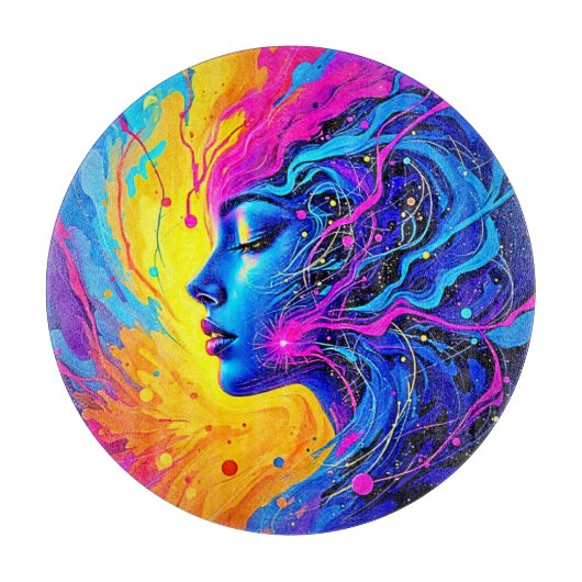 Dromerige kleurrijke Abstracte vrouw Snijplank (Voorkant)