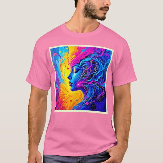 Dromerige kleurrijke Abstracte vrouw T-shirt (Voorkant)