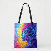 Dromerige kleurrijke Abstracte vrouw Tote Bag (Voorkant)