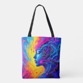Dromerige kleurrijke Abstracte vrouw Tote Bag (Achterkant)