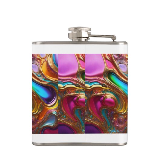 Dromerige kleurrijke vinyl-verpakte kolf heupfles (Achterkant)