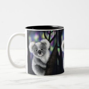 Dromerige koala in een betoverd bos tweekleurige koffiemok