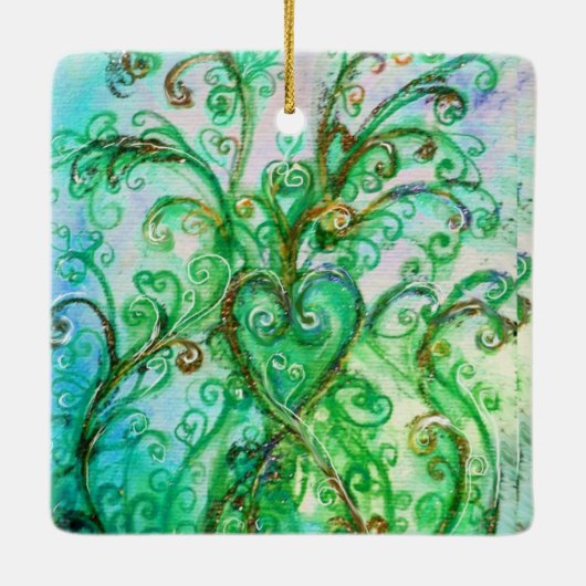 DROMERIGE KRULLEN  helder roze blauw groen Keramisch Ornament (Achterkant)