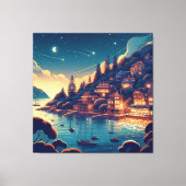 Dromerige Kustnacht Canvas Afdruk (Voorkant)
