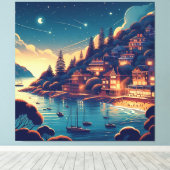 Dromerige Kustnacht Canvas Afdruk (Insitu (Houten vloer))