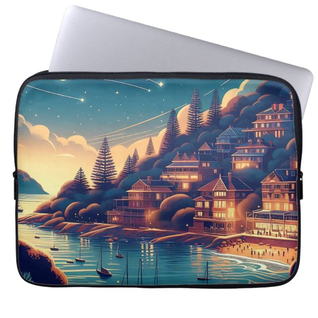 Dromerige Kustnacht Laptop Sleeve (Voorkant)