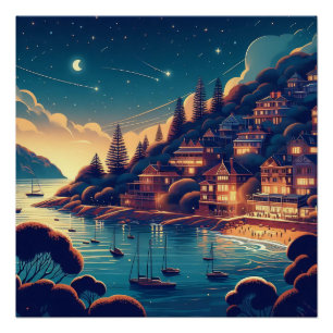 Dromerige Kustnacht Perfect Poster
