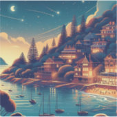 Dromerige Kustnacht Sticker (Voorkant)