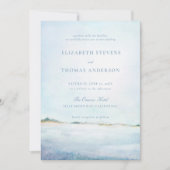 Dromerige Kustoceaan Strand Moderne Elegante Huwel Kaart (Voorkant)