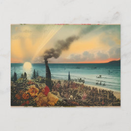 Dromerige kustzonsondergang muurkunstprint briefkaart
