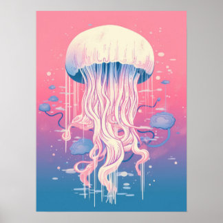 Dromerige kwal in oceaantinten poster