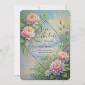 Dromerige Lakeside Garden bruiloft save the date Kaart (Voorkant)