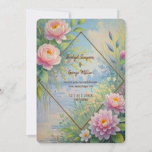 Dromerige Lakeside Garden Wedding Kaart
