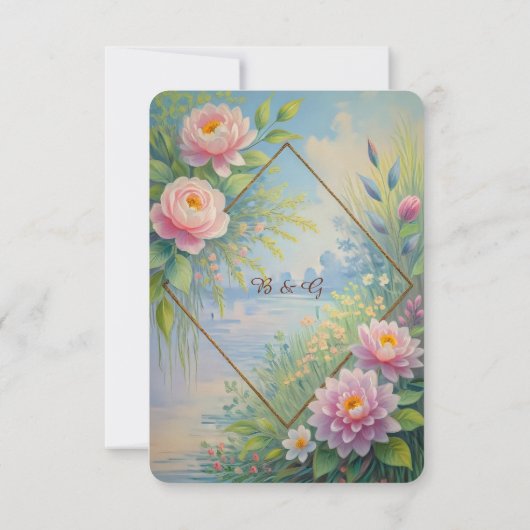 Dromerige Lakeside Garden Wedding RSVP Kaartje (Achterkant)