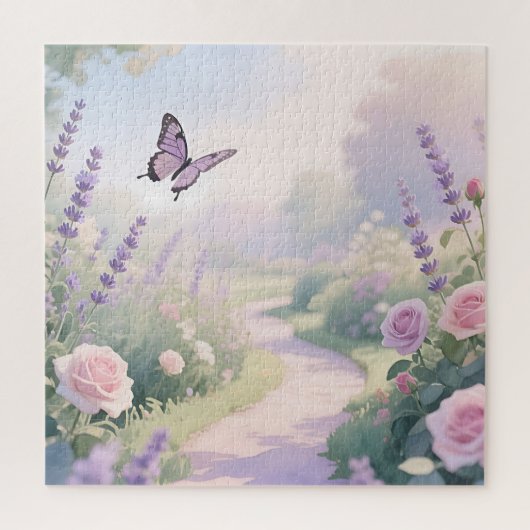 Dromerige Lavendel Rozen Tuin Vlinder Pad Legpuzzel (Verticaal)