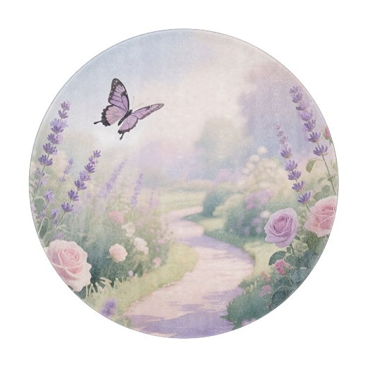 Dromerige Lavendel Rozen Tuin Vlinder Pad Snijplank (Voorkant)
