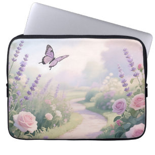 Dromerige Lavendel Rozentuin Vlinderpad Laptop Sleeve
