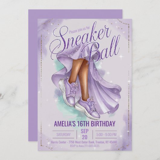 Dromerige Lavendel Sneaker Ball Verjaardag Vrouwel Kaart (Voorkant / Achterkant)