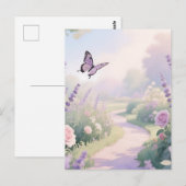 Dromerige Lavendelrozentuin Vlinderpad Briefkaart (Voorkant / Achterkant)