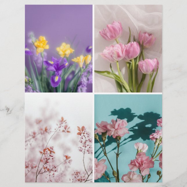Dromerige lente bloemen Scrapbook Uitknip papier (Voorkant)