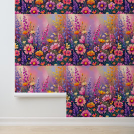 Dromerige lente bloemenweide tuin schil en stok behang