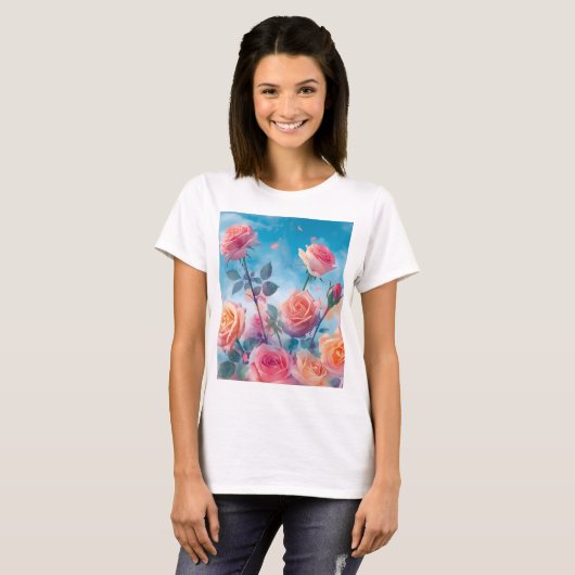 Dromerige levendige Rozen T-shirt (Voorkant volledig)