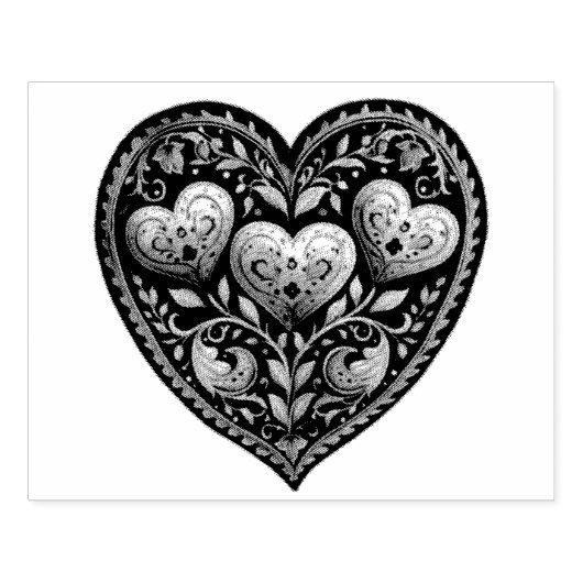 Dromerige Liefde: Gouache Valentijn Harten Rubberstempel (Afrduk)