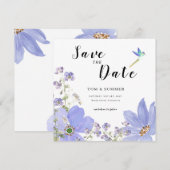 Dromerige Lila Bloem Bruiloft Save The Date (Voorkant / Achterkant)