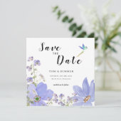 Dromerige Lila Bloem Bruiloft Save The Date (Staand voorkant)