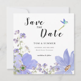 Dromerige Lila Bloem Bruiloft Save The Date